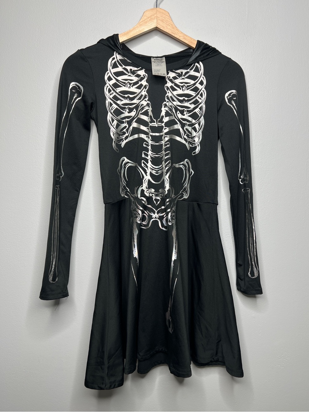 Like New Spirit Halloween Adult Skeleton Hooded Dress - Size Small (Dress Only)